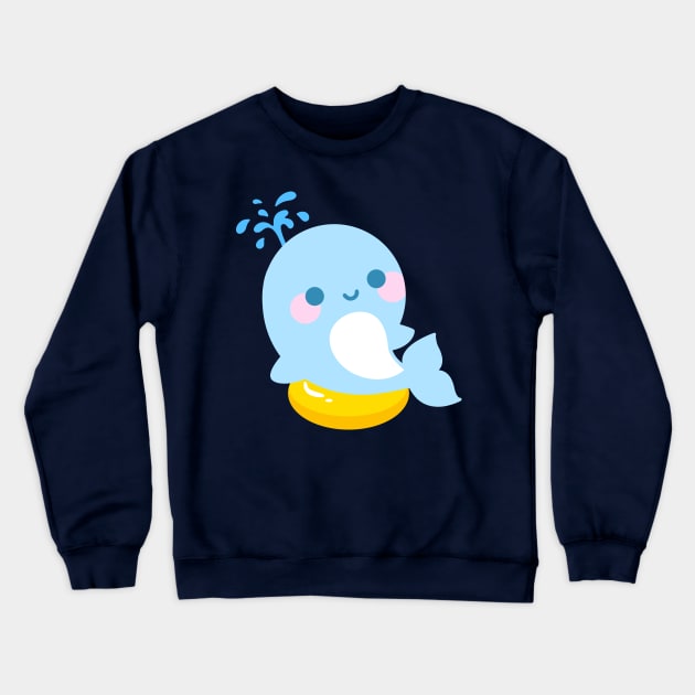 Kawaii whale sunbathing Crewneck Sweatshirt by EuGeniaArt